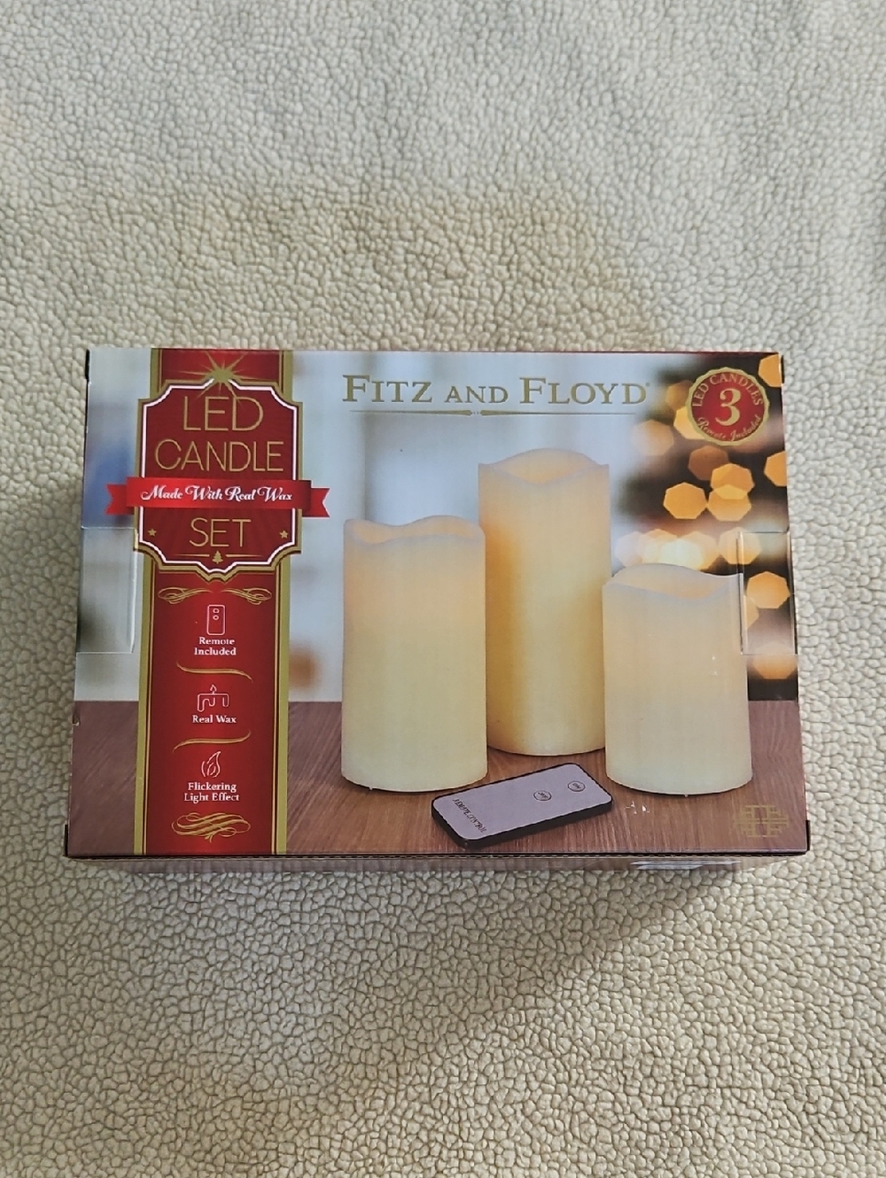 Fitz and Floyd Cream LED Candle Set with Remote